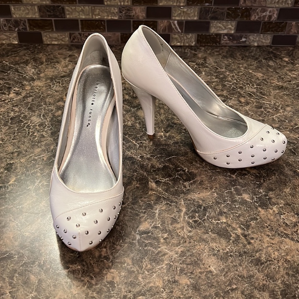 Charlotte Russe White Studded Heels